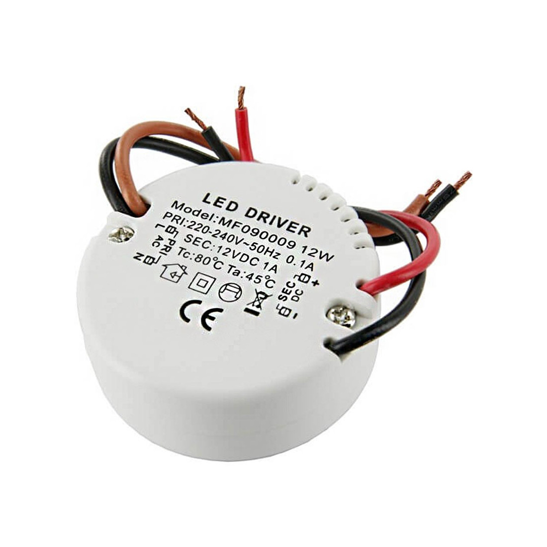 Alimentation LED transformateur compact Rond 12 watts 12 Vol