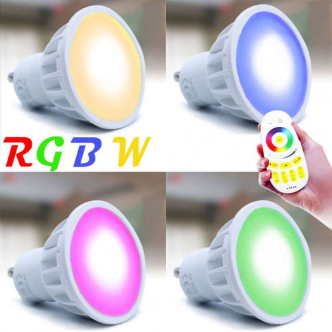Ampoule LED RGB W GU10 de 4 watts - 6 LED 5730 + 2 LED de couleur RGB