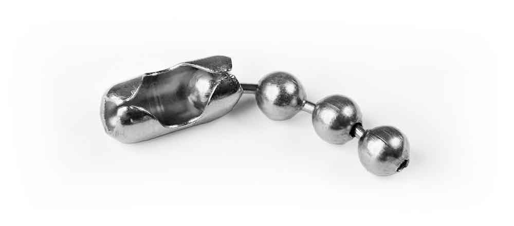 Embouts de fermeture chromé inox pour chaîne maille boule - choix du diamètre