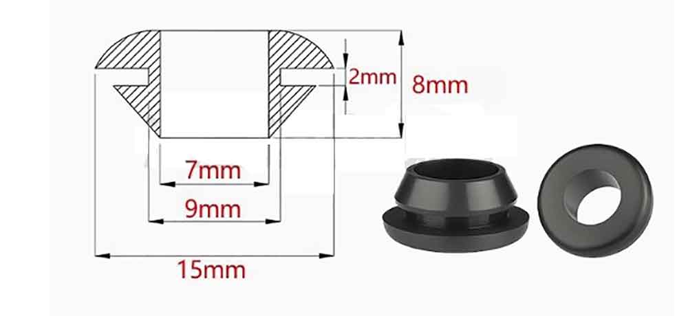 Embout de protection en polyuréthane noir pour passage de câble