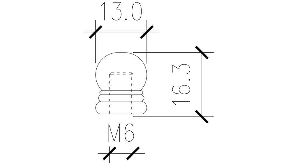 Boule en laiton diamètre 12.7mm taraudé M6 au pas de 1mm non débouchant dimension